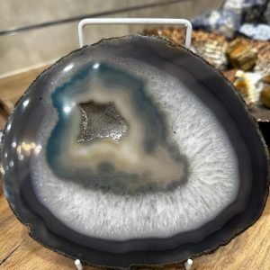 Agate Slice – Teal Blue/ Grey
