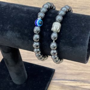 Double Beaded Bracelet: Howlite & Lava Stone