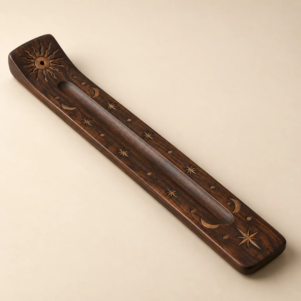 Illustrative sample of a carved wooden incense holder