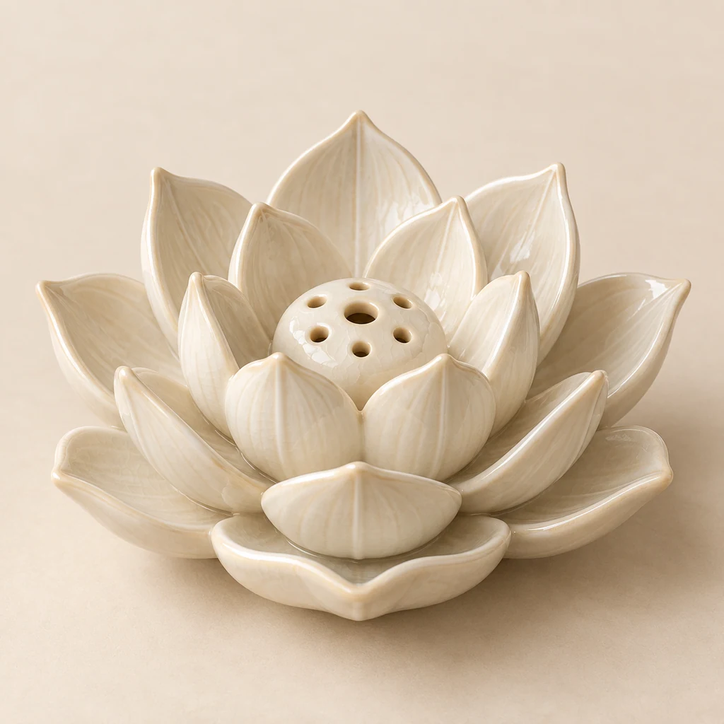 Illustrative sample of a lotus ceramic incense holder