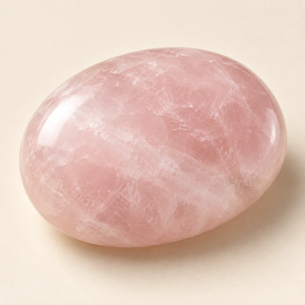 Illustrative sample of a rose quartz palm stone