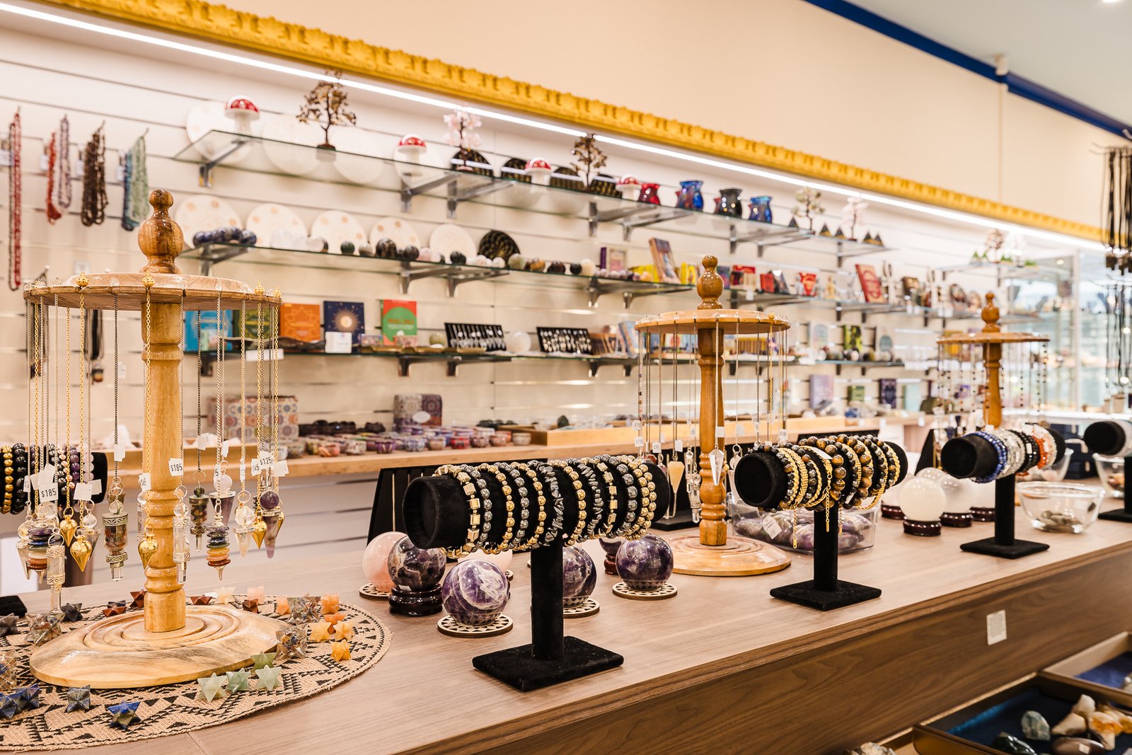 Jewellery, bracelets, crystals and gift merchandise displayed inside Atlantis Centre