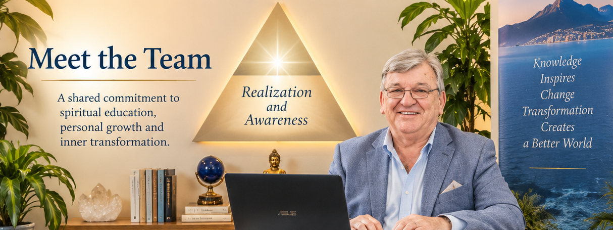 Meet the Team header with Bob Poll at his desk, the Realization and Awareness triangle centered on the wall, and Meet the Team at left
