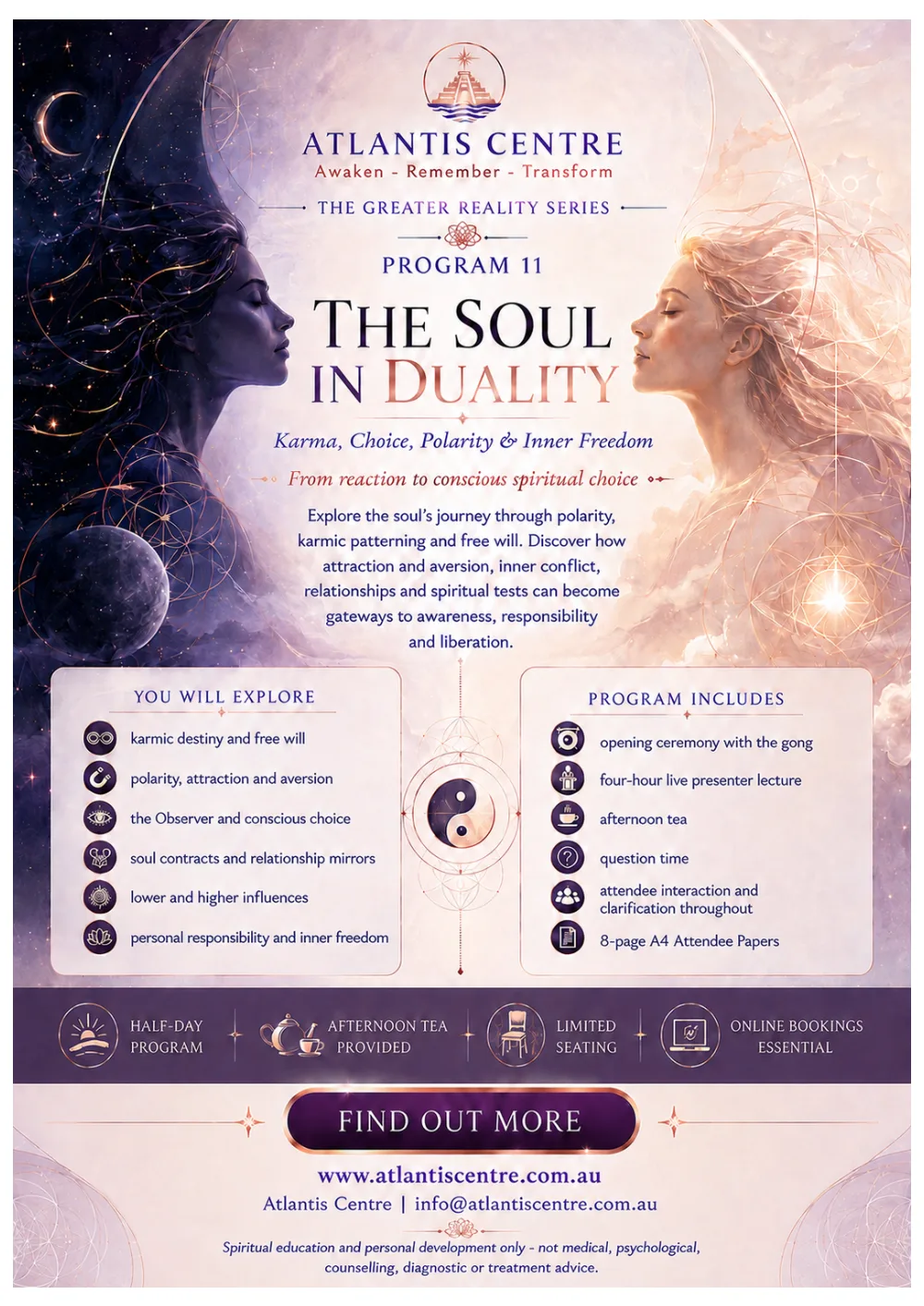 Program 11 advertisement: The Soul in Duality, Atlantis Centre