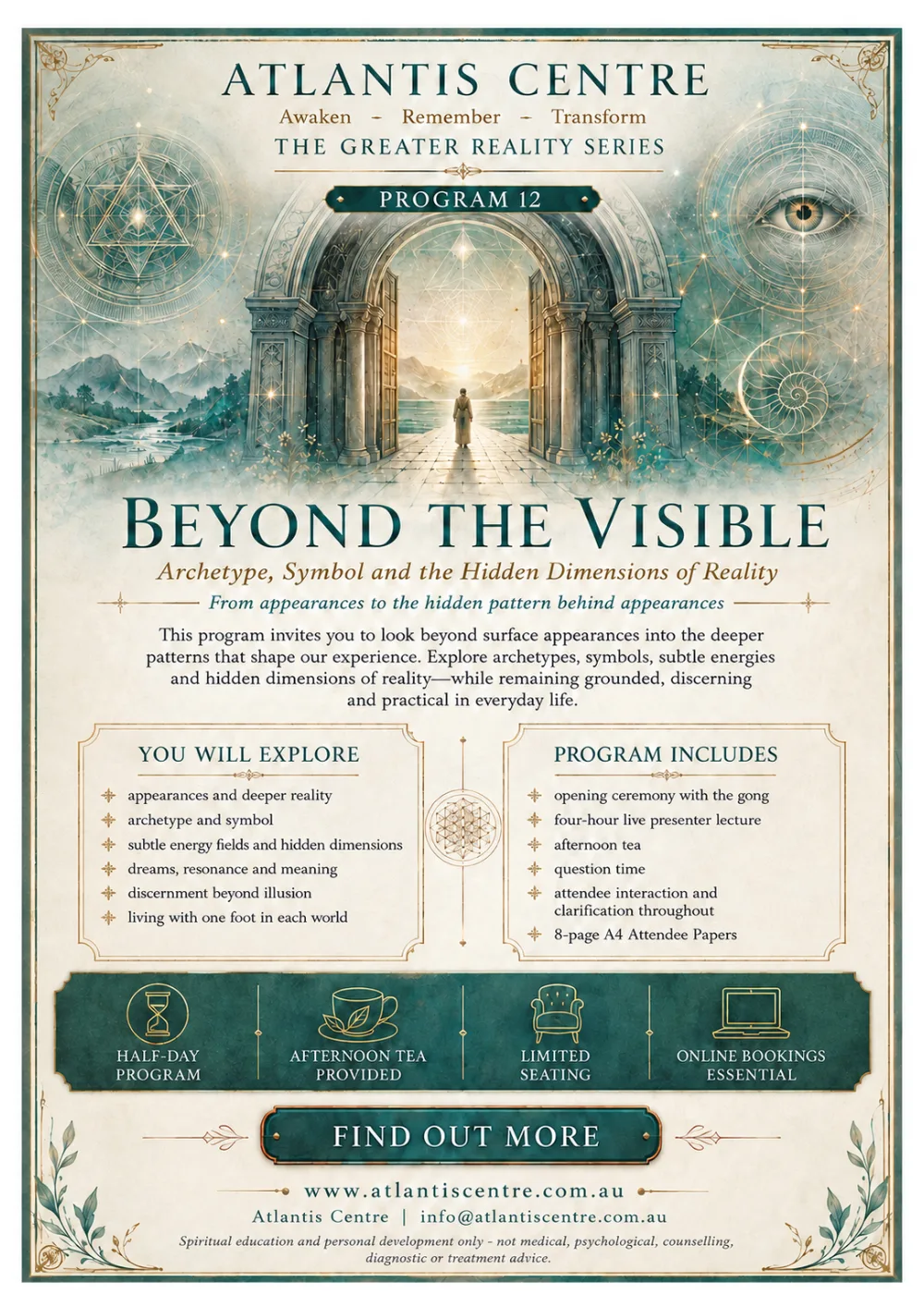 Program 12 advertisement: Beyond the Visible, Atlantis Centre