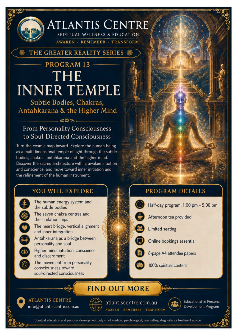 Program 13 advertisement: The Inner Temple, Atlantis Centre