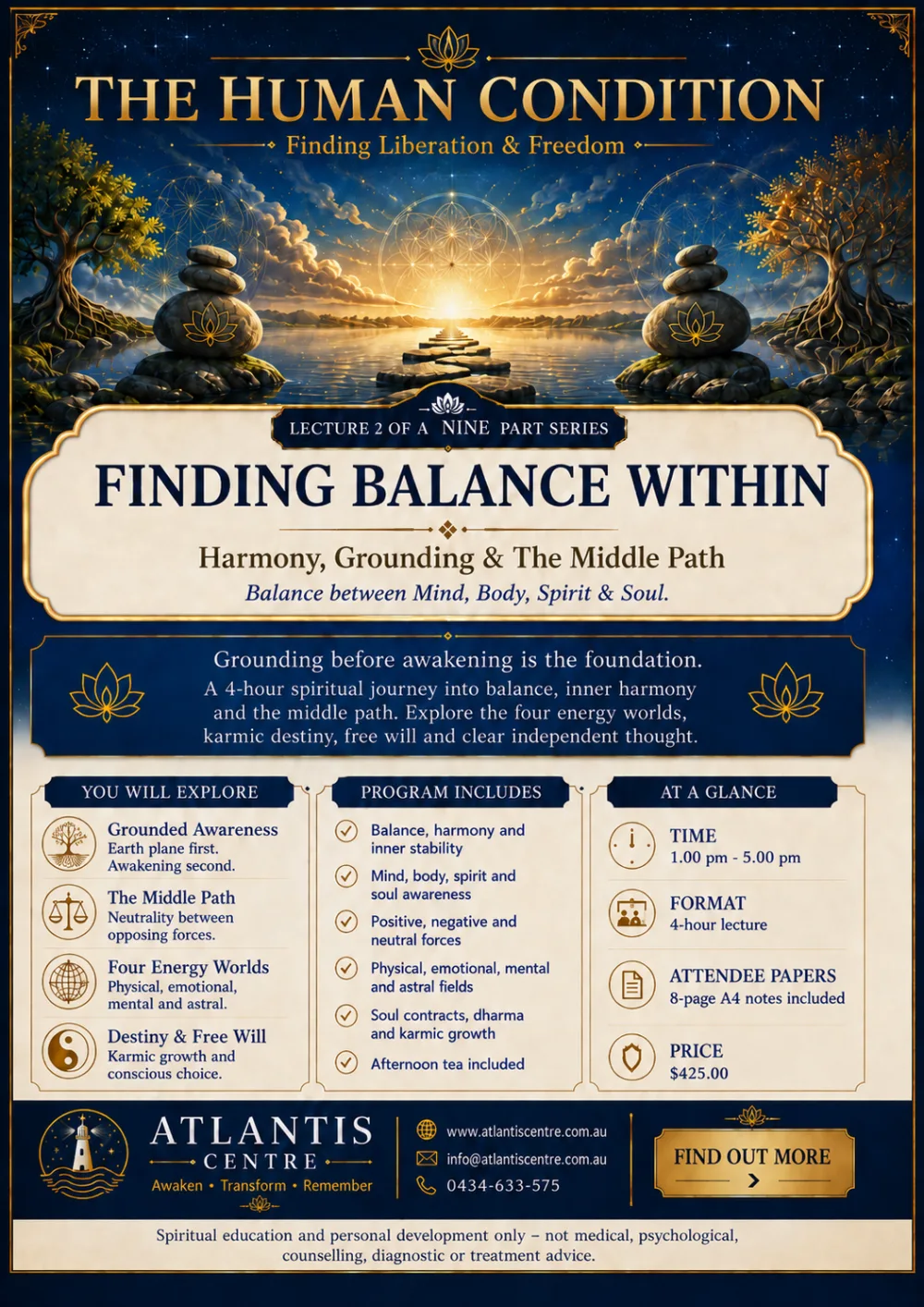 Program 2 advertisement: Finding Balance Within, Atlantis Centre