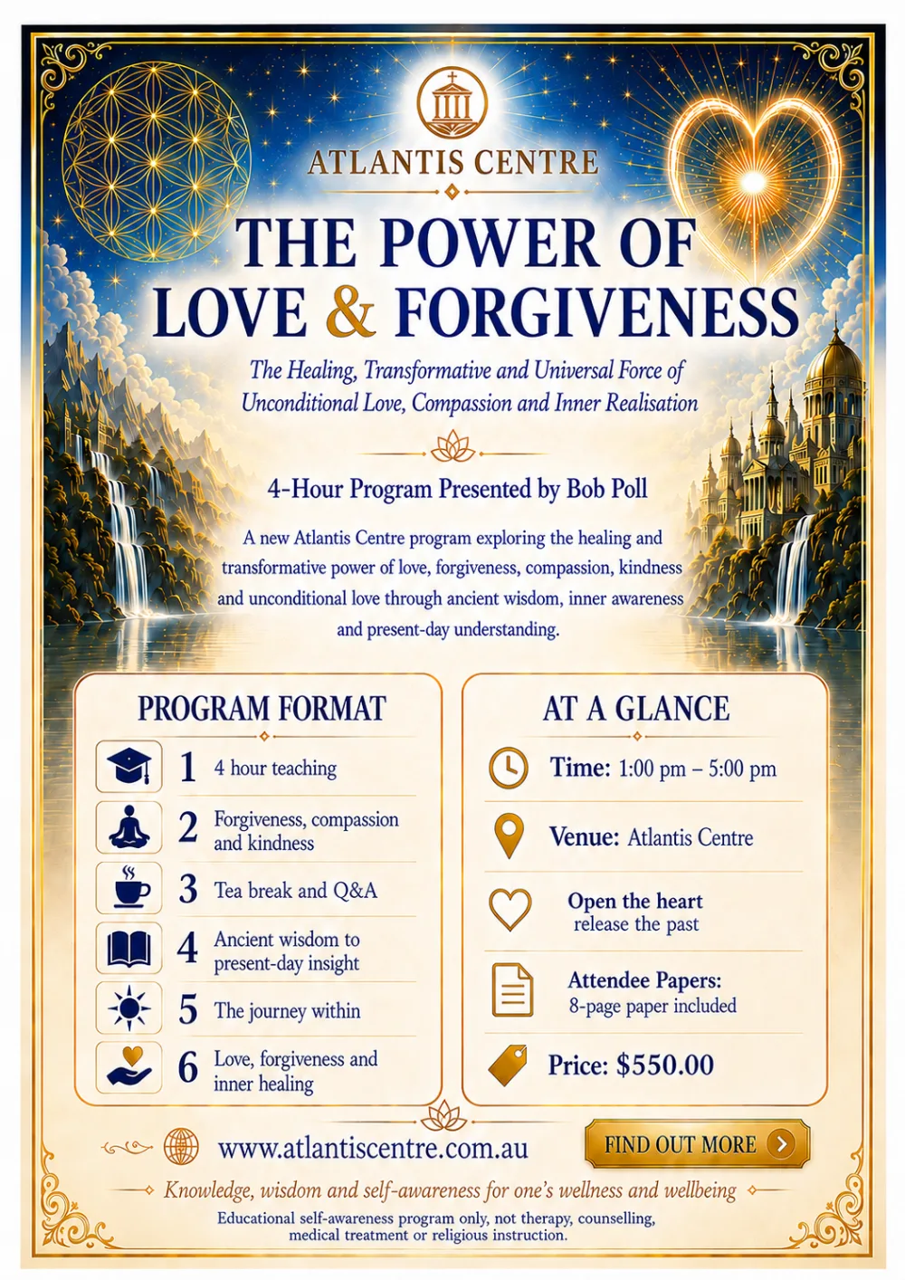 Program 8 advertisement: The Power of Love and Forgiveness, Atlantis Centre