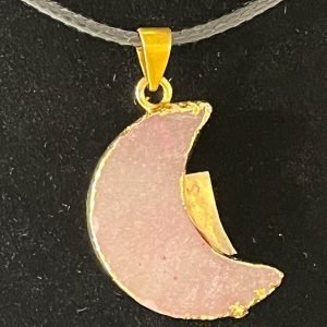 Rose Quartz Crescent Moon Pendant Necklace