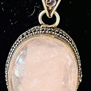 Rose Quartz Silver Set Pendant Necklace