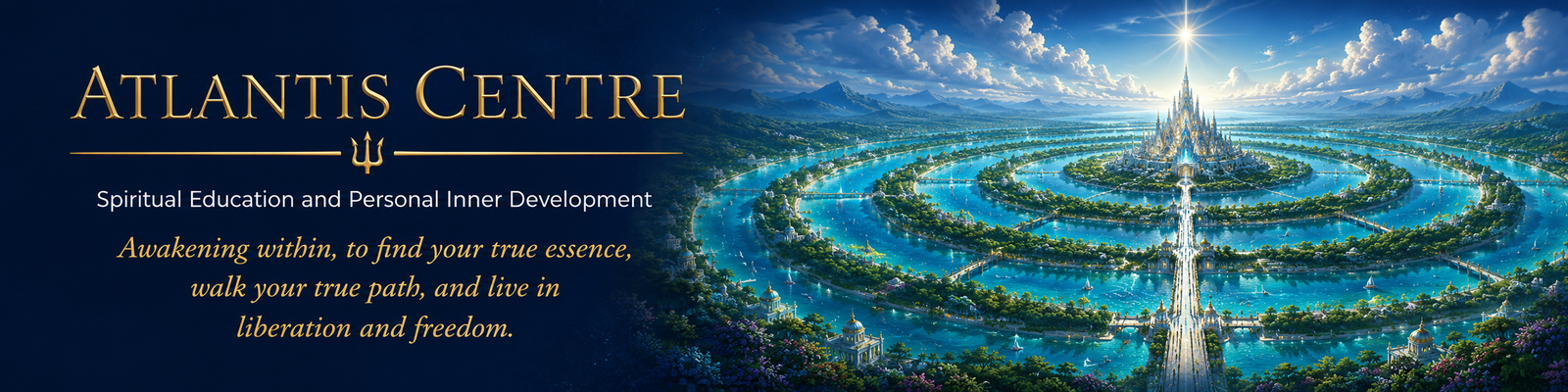 Supplied conceptual artwork of an imagined Atlantean city surrounded by rings of blue water