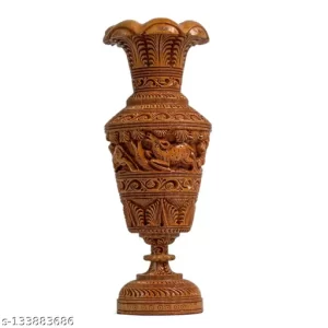 Vase – Wooden Carved & Lid – India