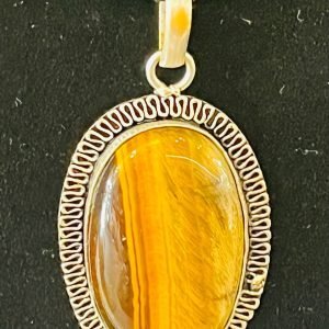 Yellow Jasper Gold Pendant Necklace