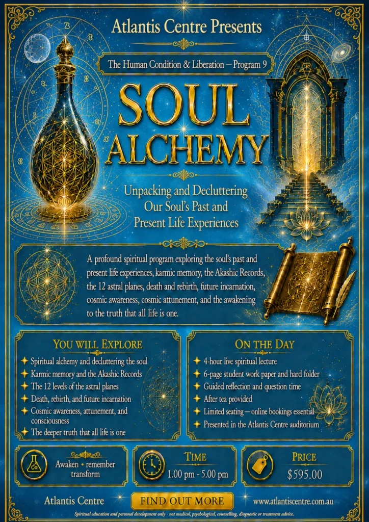 Program 9 advertisement: Soul Alchemy, Atlantis Centre