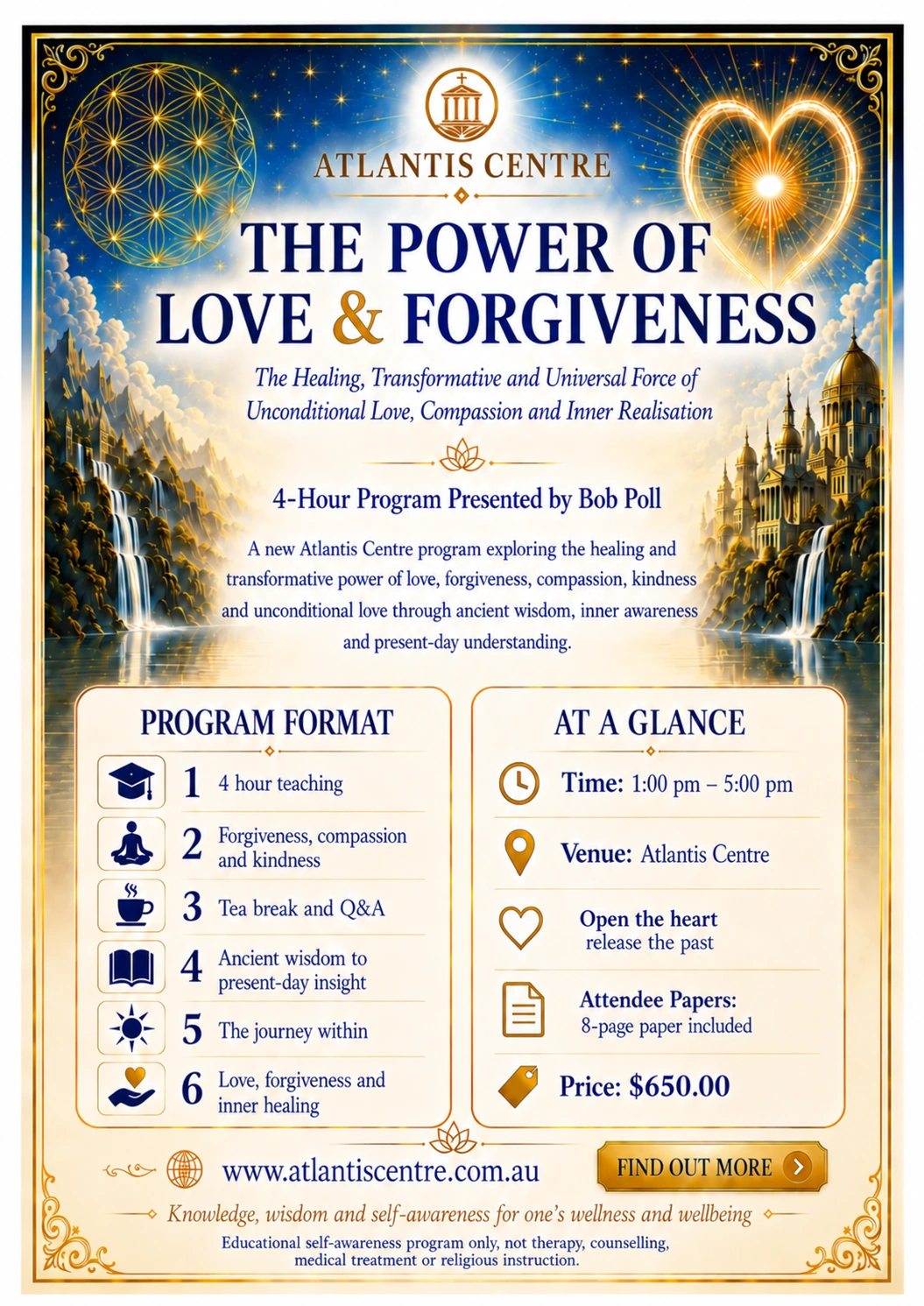 Program 8 advertisement: The Power of Love and Forgiveness, Atlantis Centre